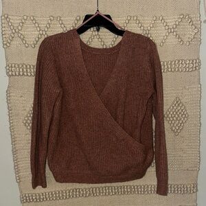 Wishlist V-Neck Sweater - Pink/Brown